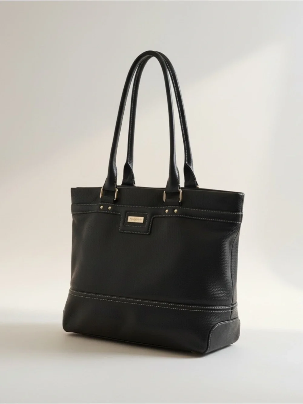 ✨ Kate Spade Black Pebbled Leather Tote Green Lining Shoulder Bag Large EUC
